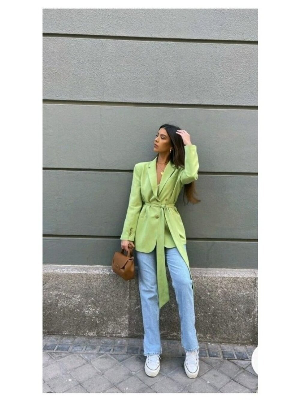 ZARA NEW PISTACHIO GREEN LIME BLAZER MULTIWAY BELT SIZE S REF. 2010/755